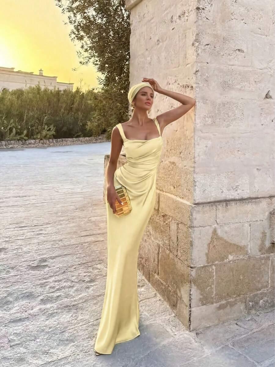 SHEIN ŻÓŁTA MAXI SUKIENKA S06__L