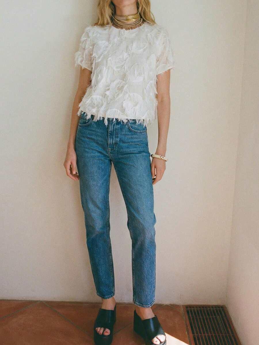 SHEIN KREMOWA BLUZKA ZDOBIENIE S06__S