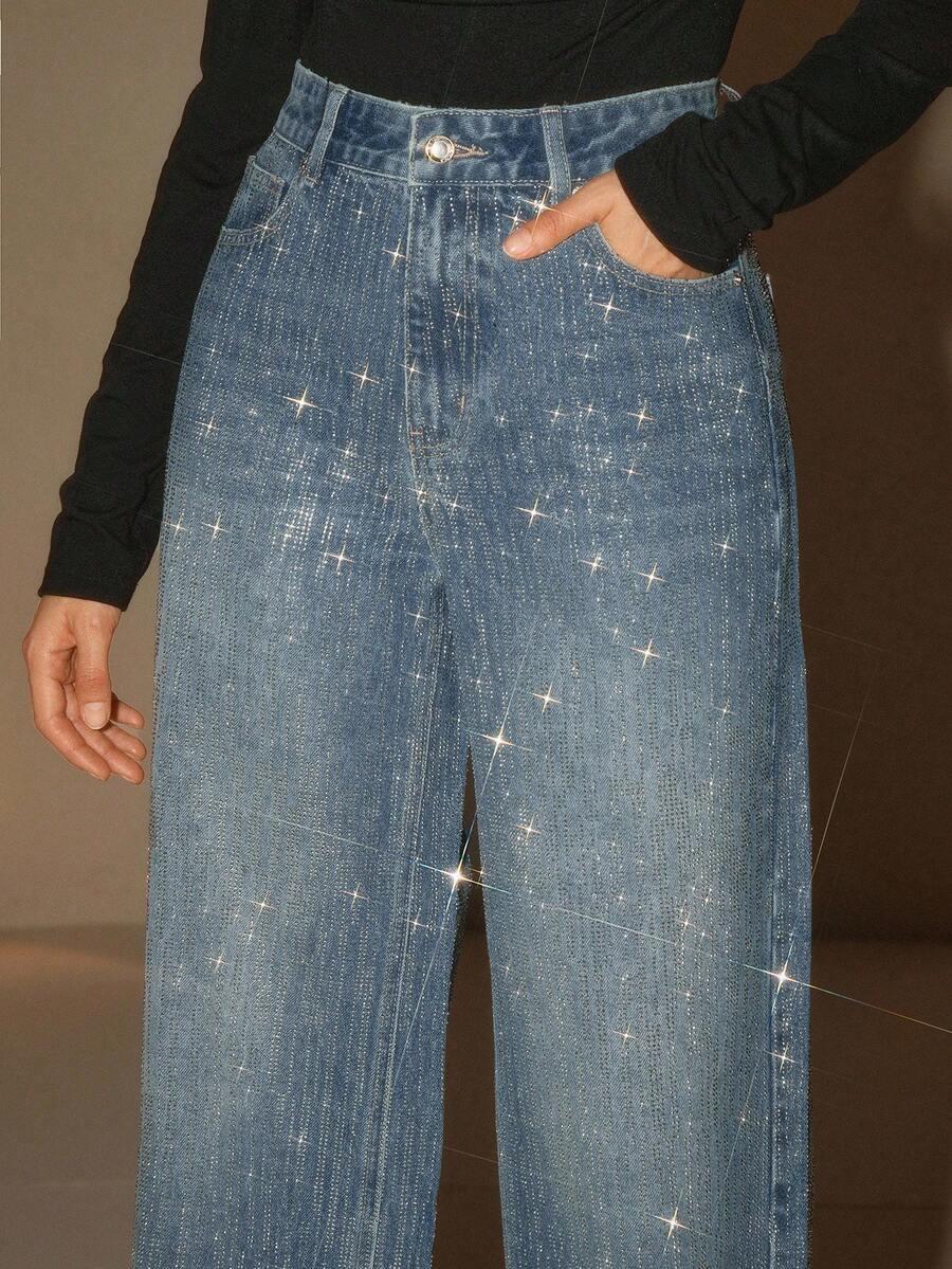 ANEWSTA NIEBIESKIE JEANSY ZDOBIENIE S06__M