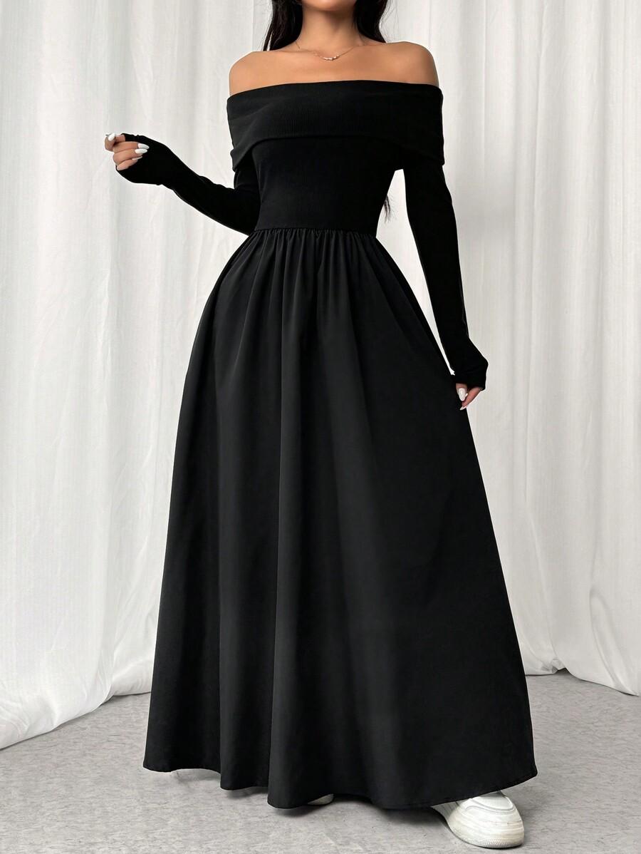 SHEIN MAXI SUKIENKA ODKRYTE RAMIONA S06__S