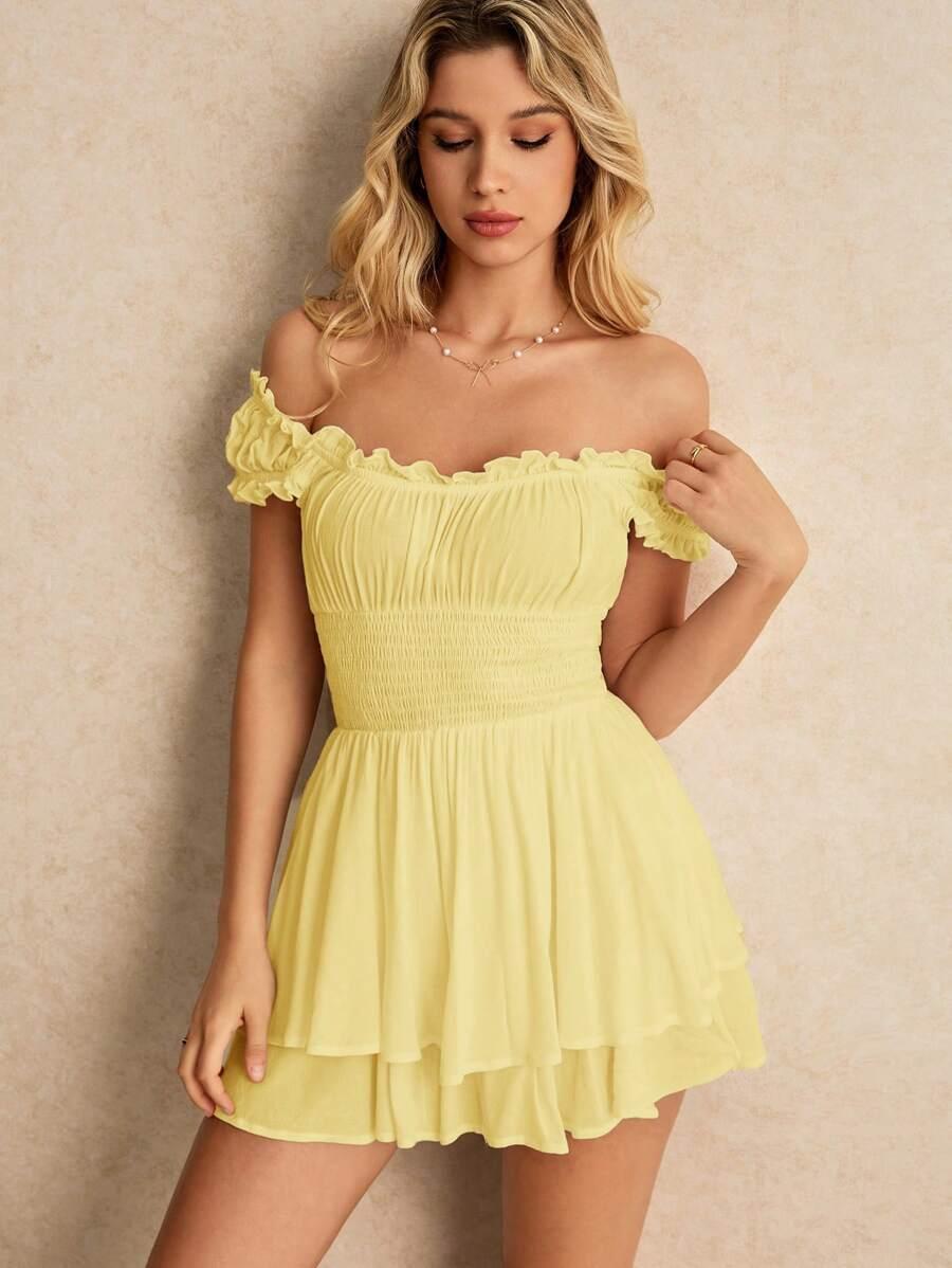 POÉSELLE ŻÓŁTA MINI SUKIENKA S06__M