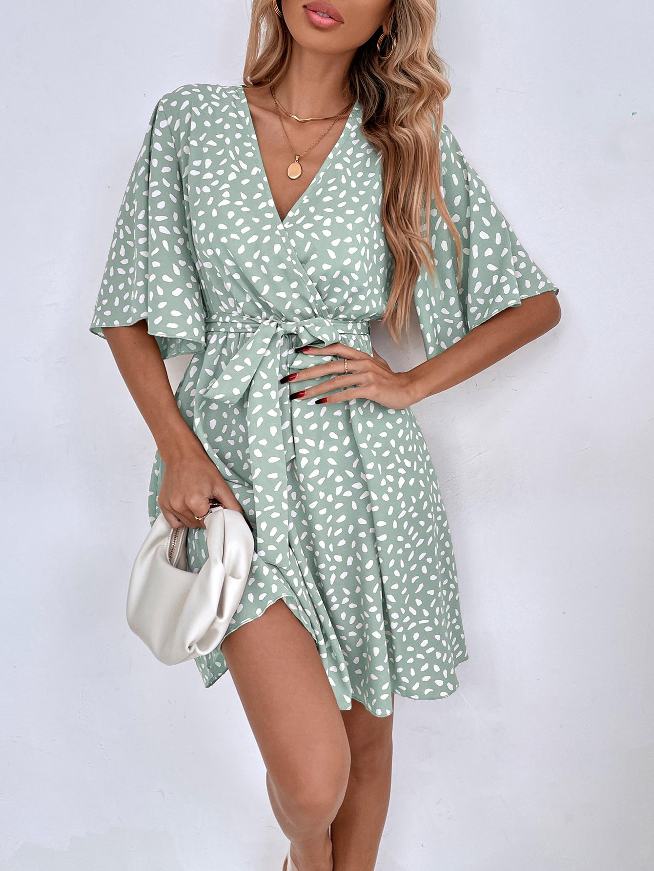 SHEIN ZIELONA SUKIENKA V-NECK S06__S