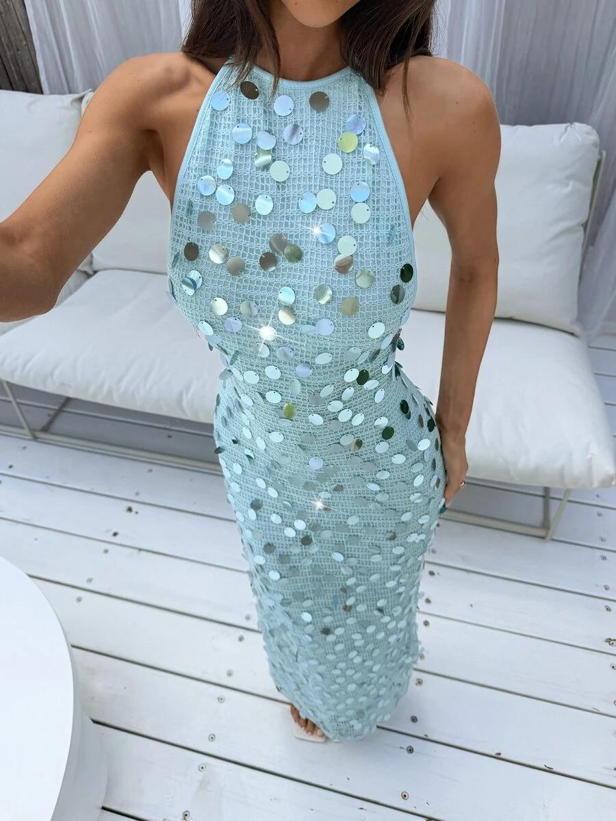 ALORUH NIEBIESKA MAXI SUKIENKA S06__M