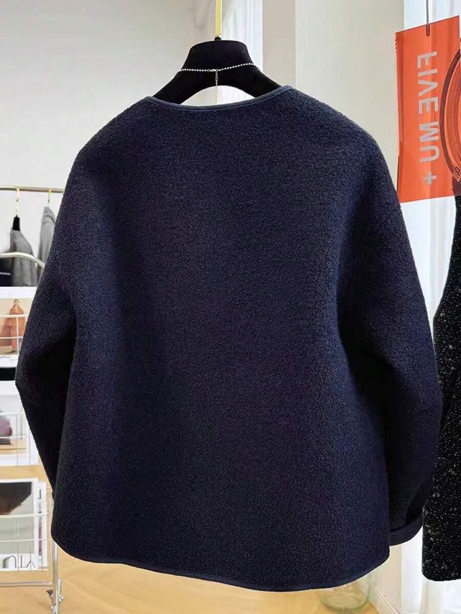 SHEIN GRANATOWA KURTKA GUZIKI W01__M