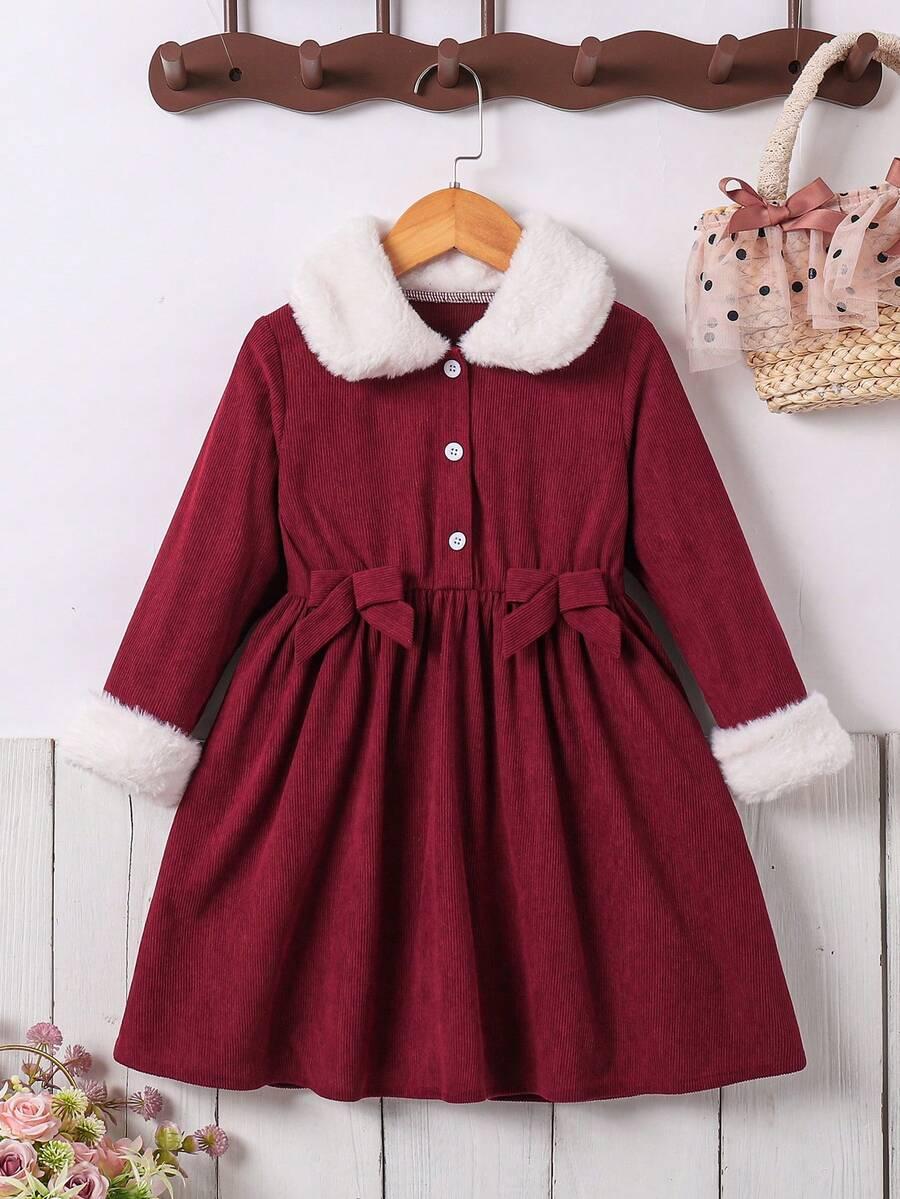 SHEIN BORDOWA SUKIENKA KOŁNIERZYK BDD__104-110CM