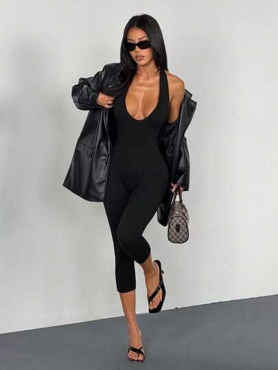 SHEIN CZARNY KOMBINEZON CASUAL S09__XS