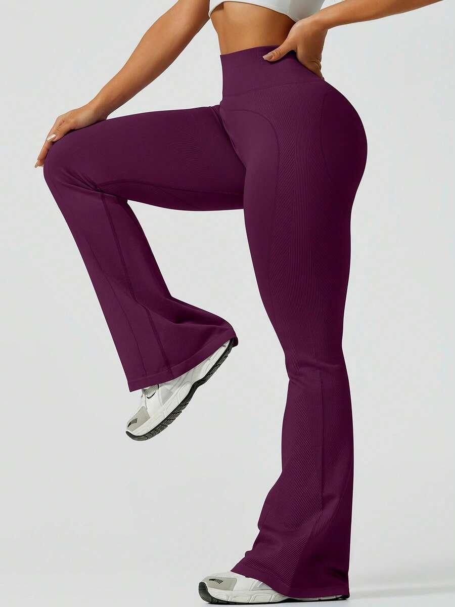 SHEIN FIOLETOWE LEGGINSY DZWONY S06__L