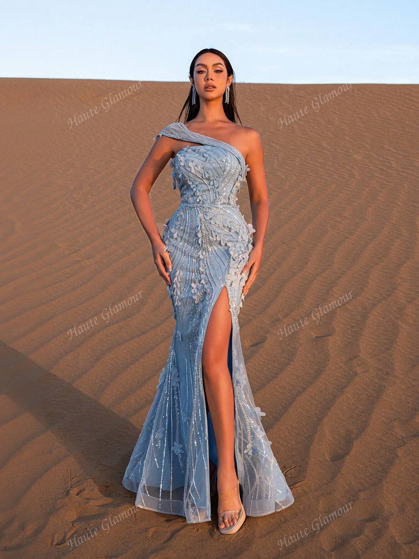 SHEIN NIEBIESKA SUKIENKA ROZCIĘCIE S06__M