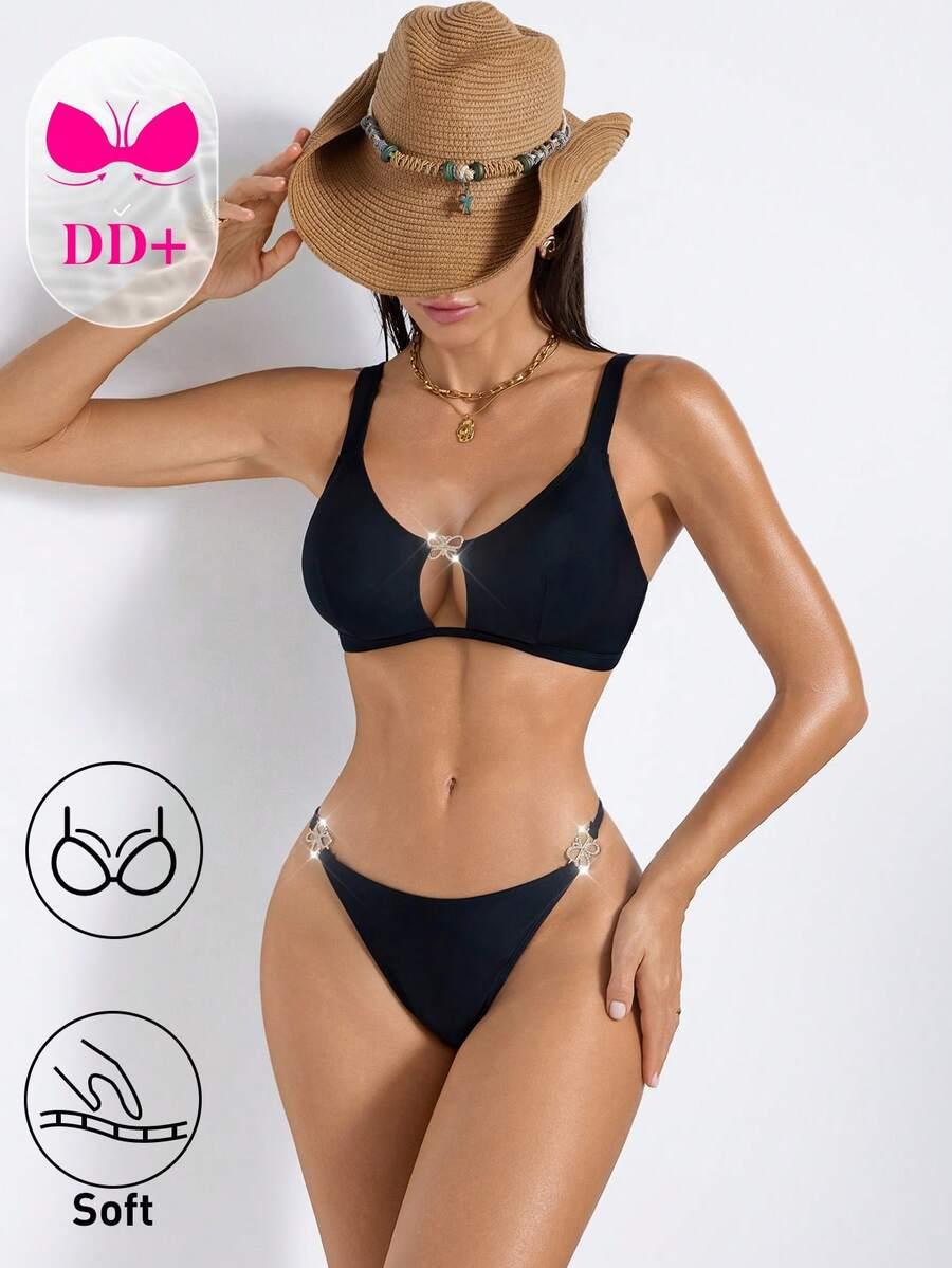 SHEIN CZARNY DWUCZĘŚCIOWY STRÓJ KĄPIELOWY S09__38DD/L