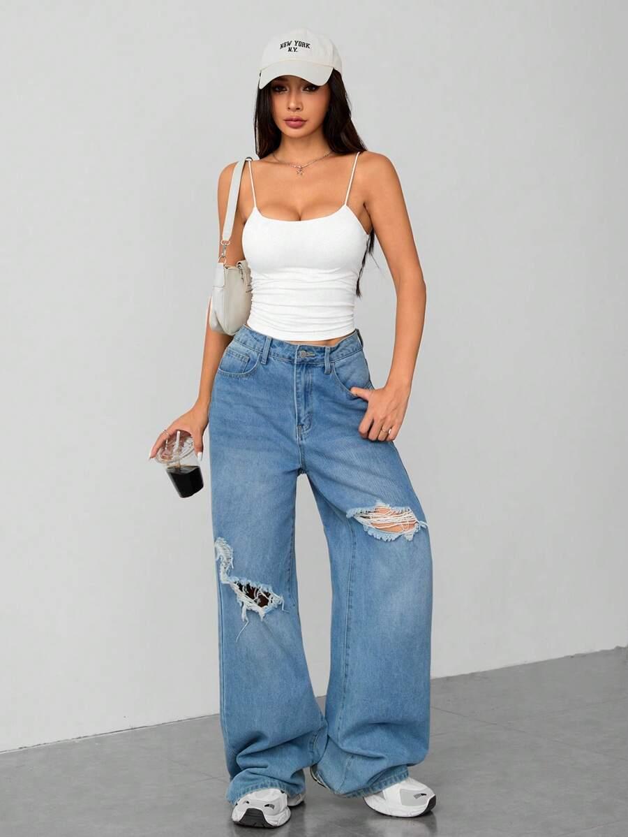 SHEIN BIAŁY TOP NA RAMIĄCZKACH Z WBUDOWANYMI MISECZKAMI S06__52