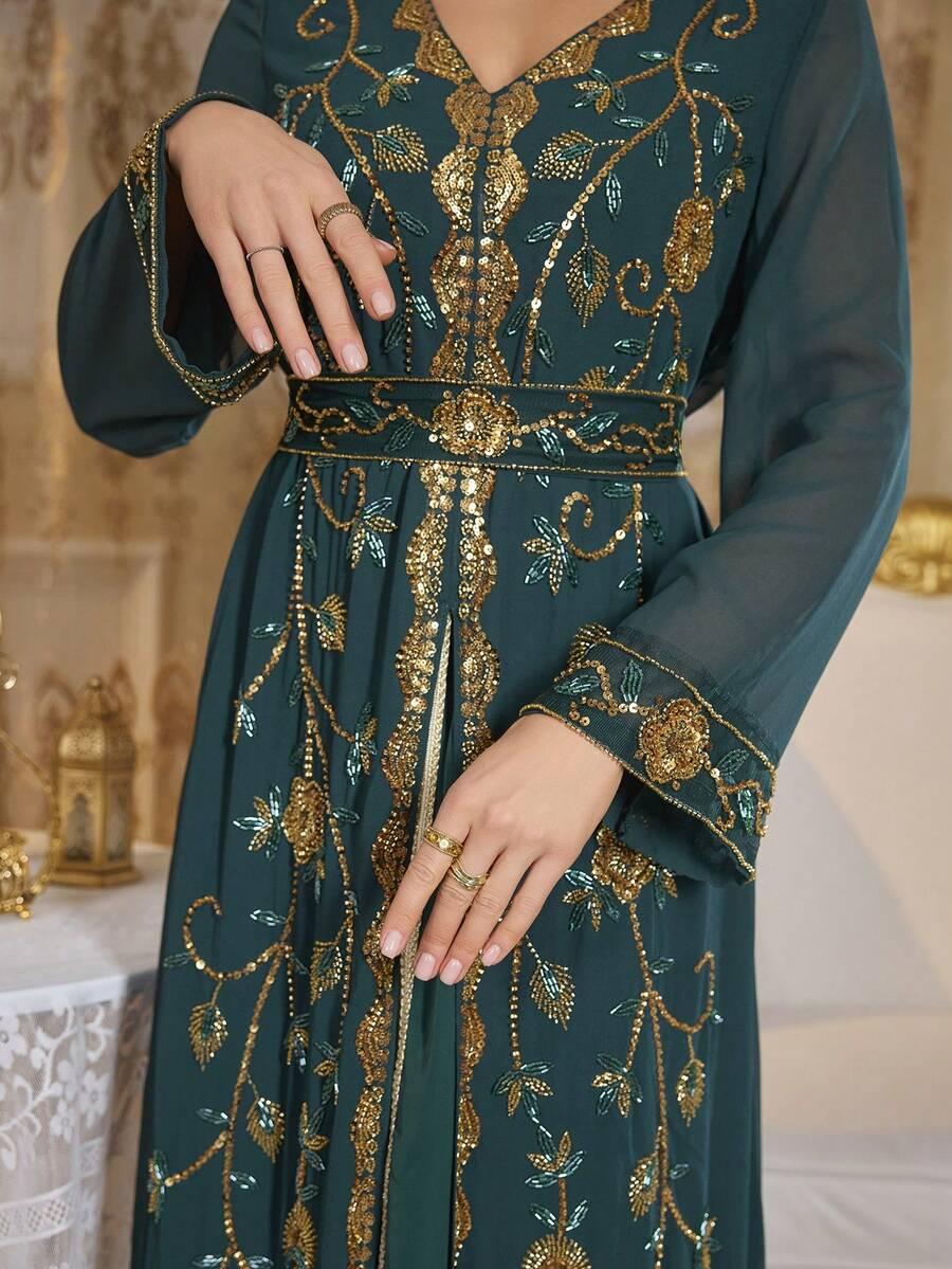 SHEIN ZIELONA SUKIENKA ZDOBIENIE