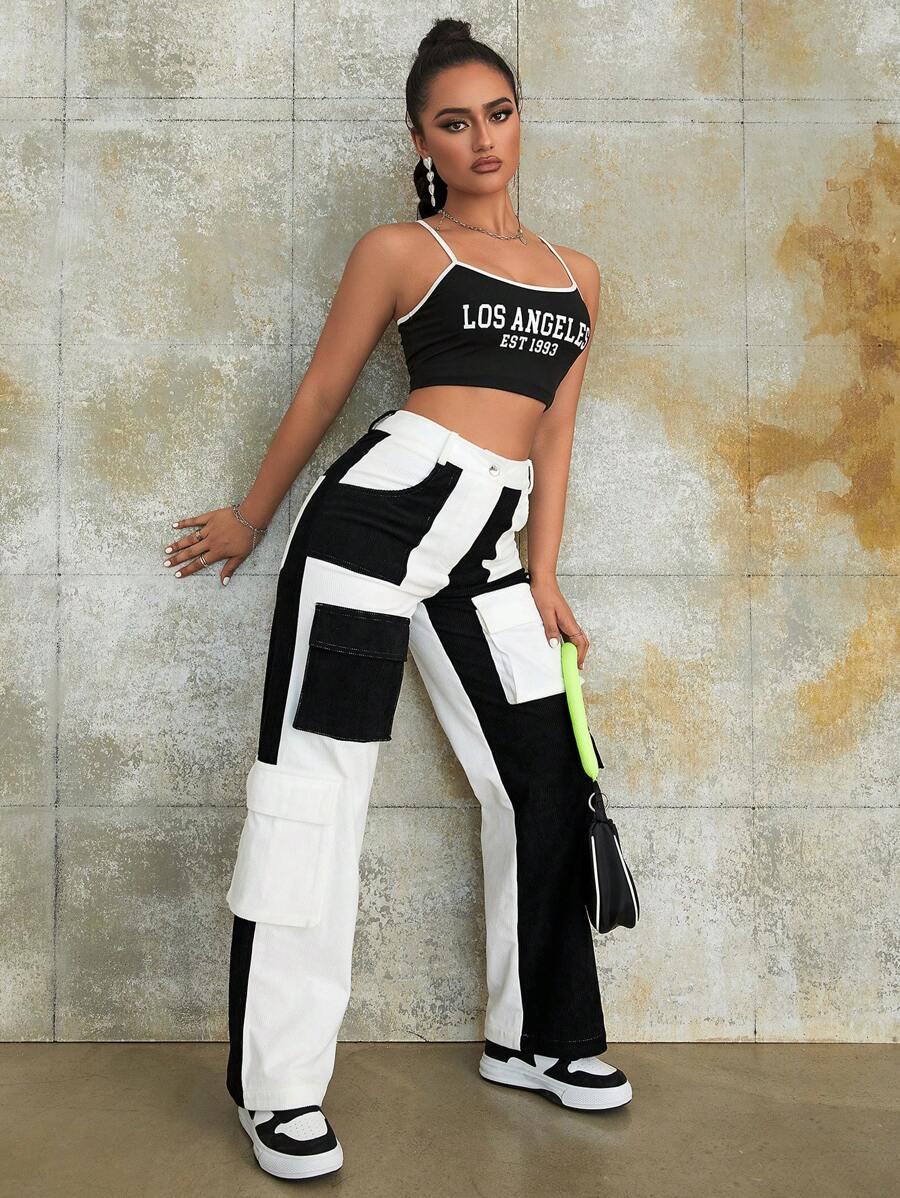 SHEIN SPODNIE CASUAL KONTRAST S06__S