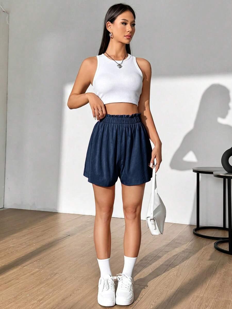 SHEIN GRANATOWE SPODENKI WYSOKI STAN S06__M