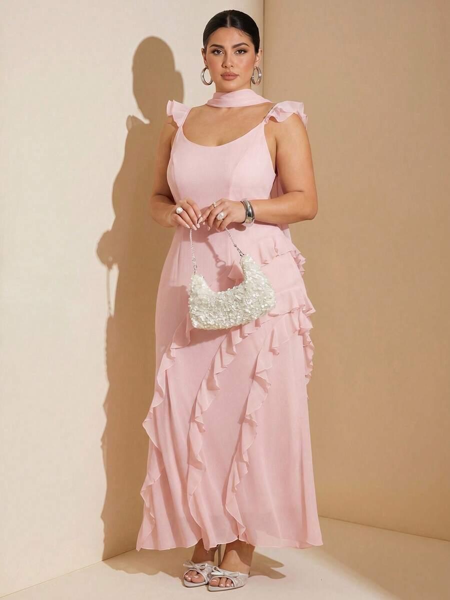 SHEIN RÓŻOWA MAXI SUKIENKA S09__XXL