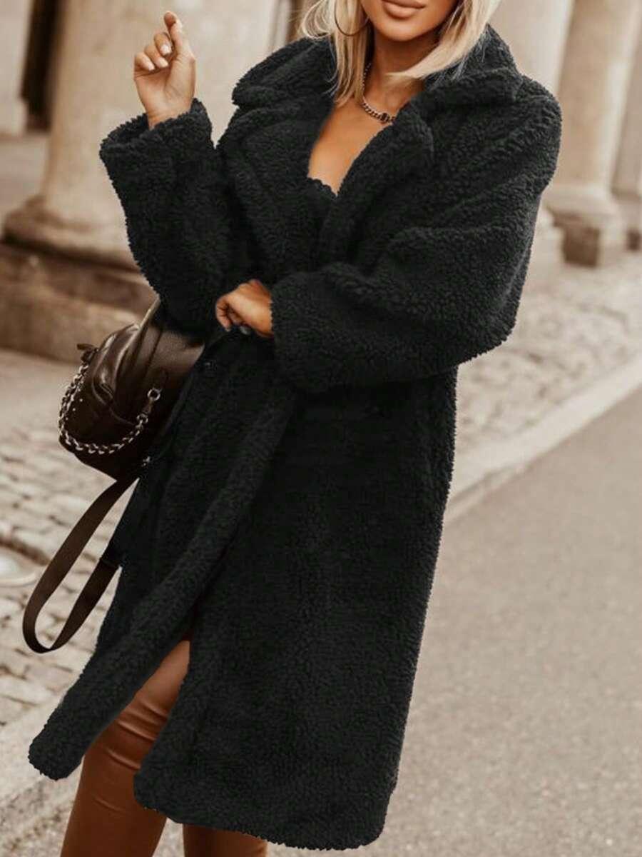 SHEIN CZARNY PŁASZCZ MIŚ W01__S