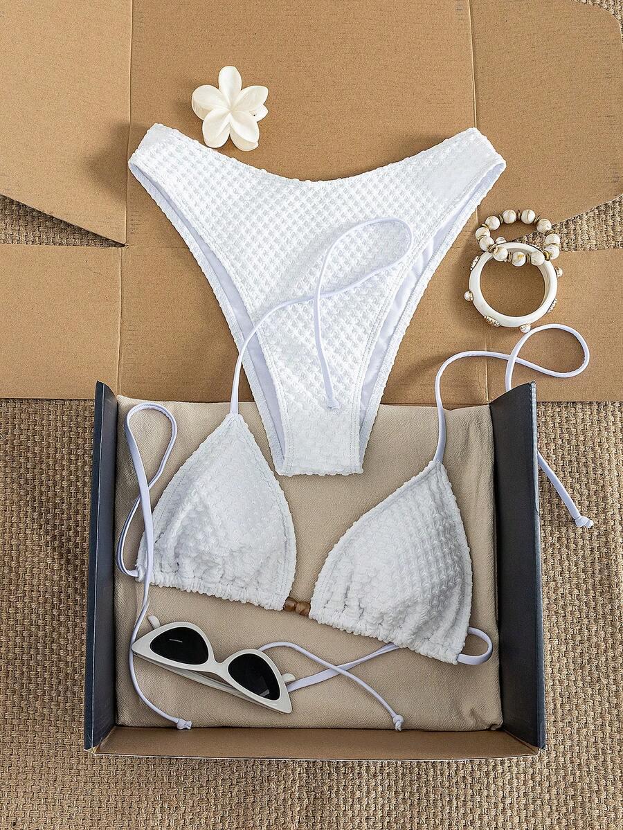 SHEIN BIAŁY DWUCZĘŚCIOWY STRÓJ KĄPIELOWY S06__S