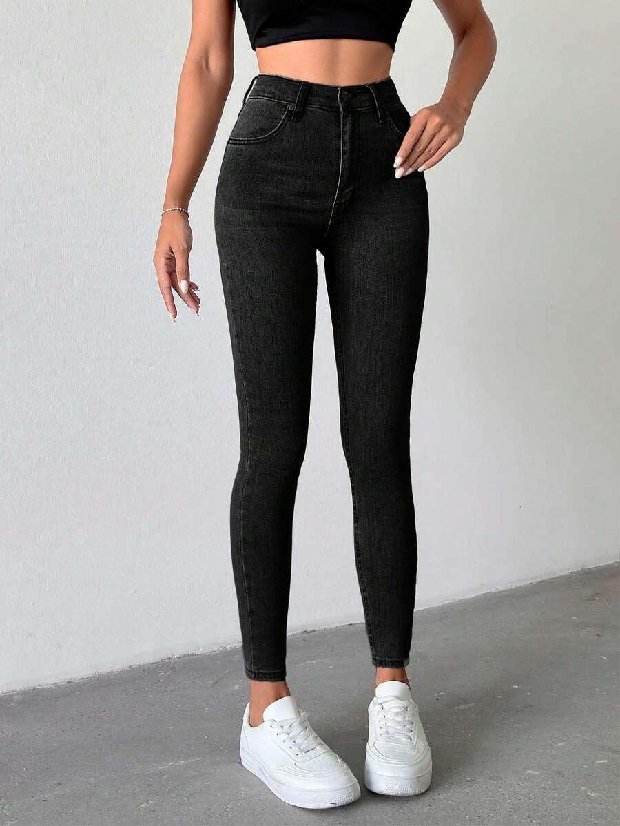 SHEIN CZARNE SPODNIE JEANS RURKI
