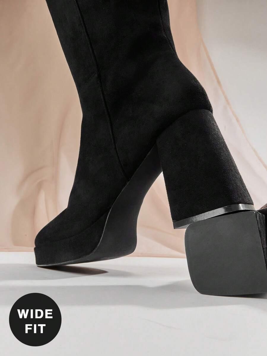 SHEIN CZARNE KOZAKI IMITACJA ZAMSZU W01__39,5