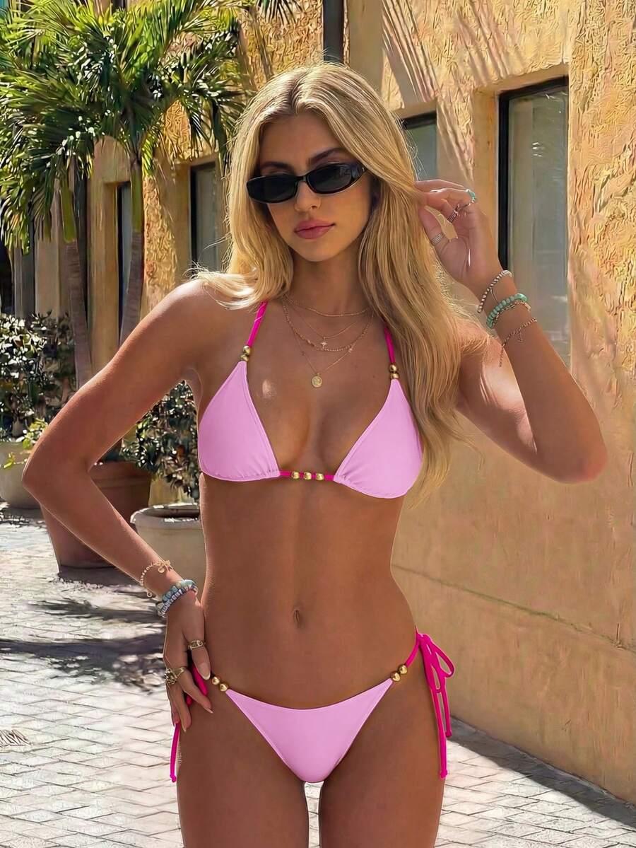 SHEIN RÓŻOWY DWUCZĘŚCIOWY STRÓJ KĄPIELOWY S09__XS