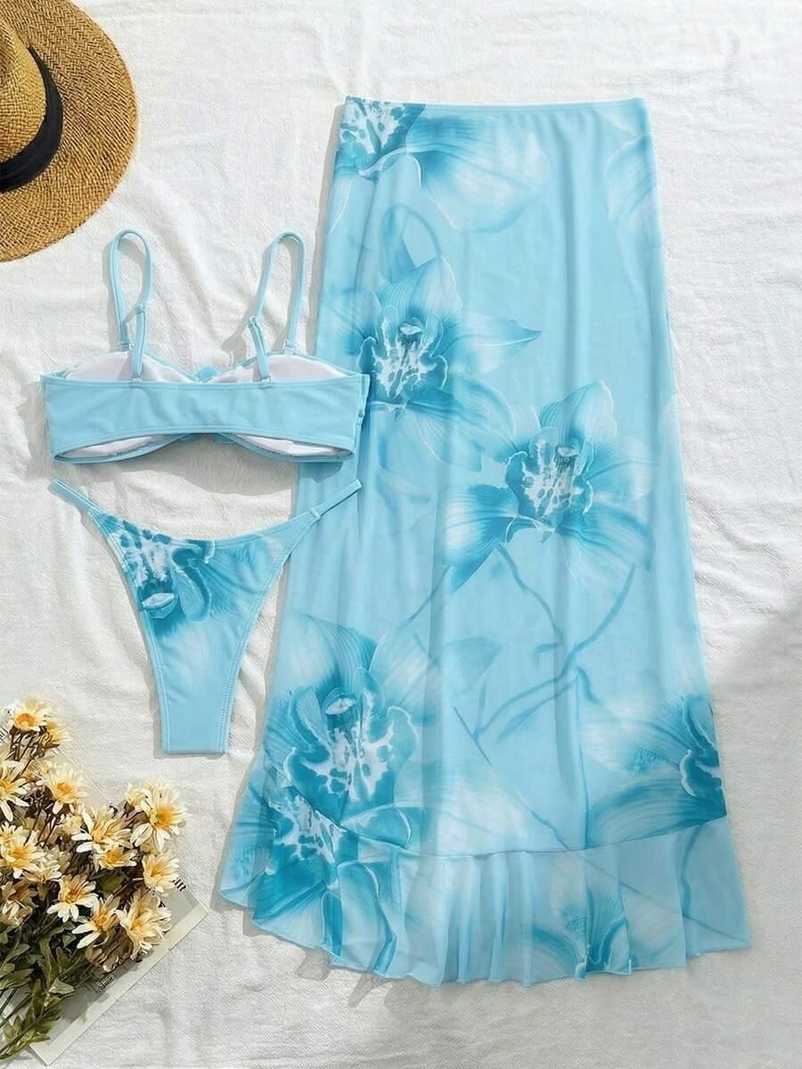 SHEIN DWUCZĘŚCIOWY STRÓJ KĄPIELOWY SPÓDNICA KOMPLET S09__S