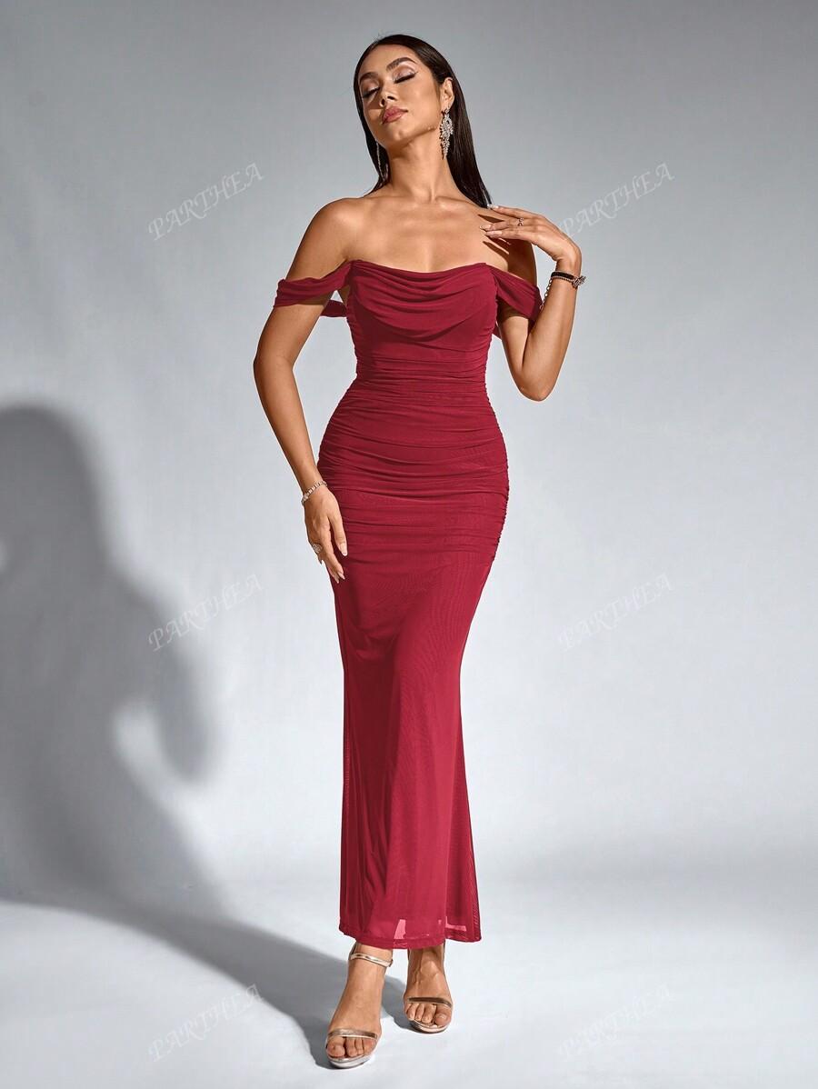 PARTHEA CZERWONA MAXI SUKIENKA PK01__L