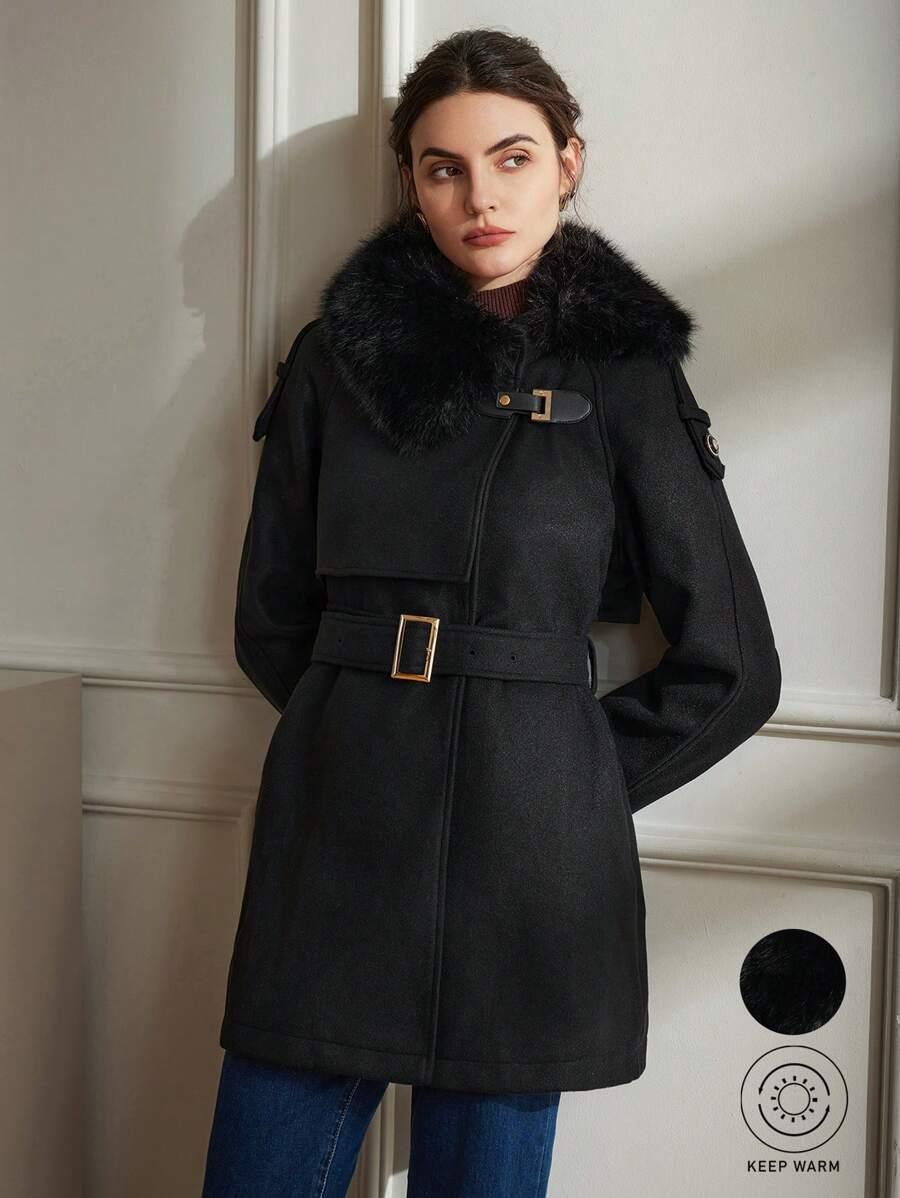 SHEIN CZARNY PŁASZCZ GUZIKI W01__M