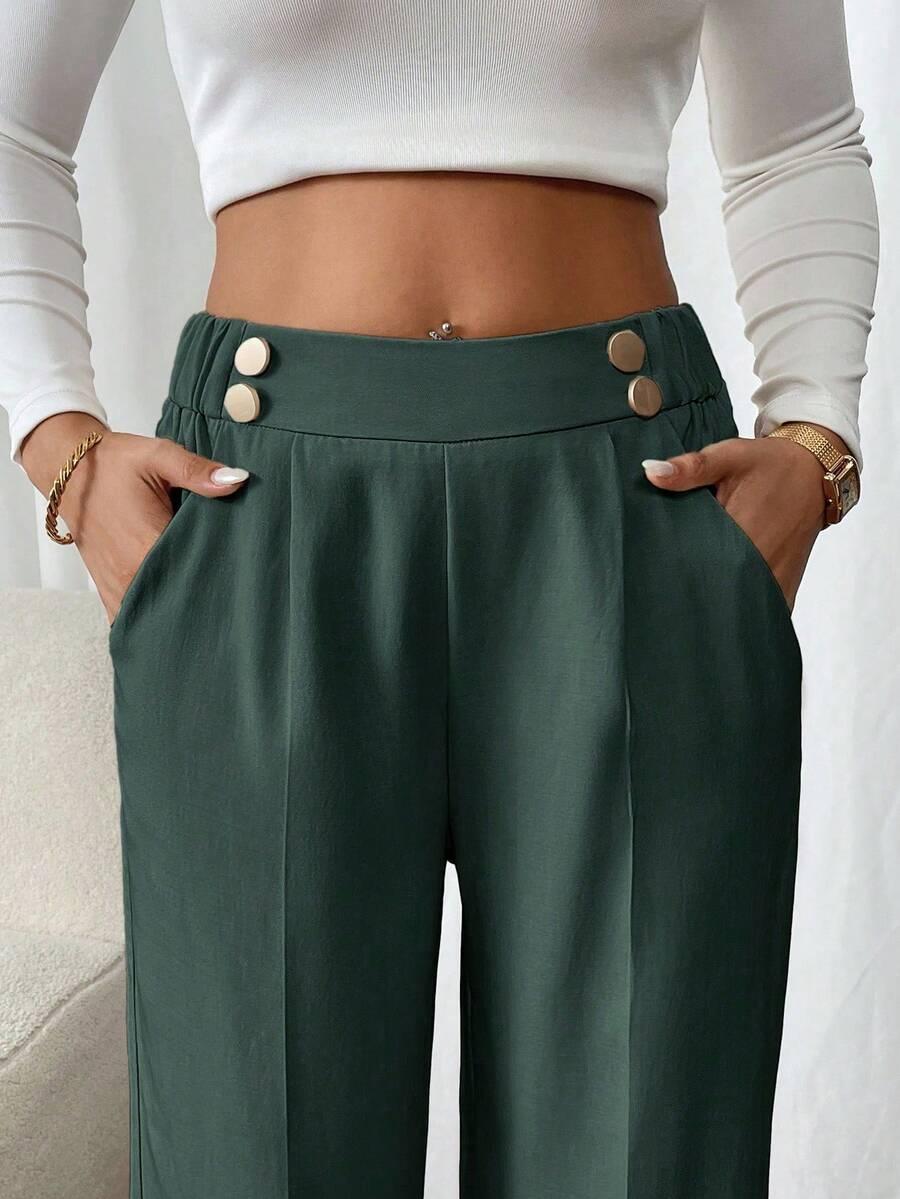 SHEIN ZIELONE SPODNIE PROSTE NOGAWKI S09__S