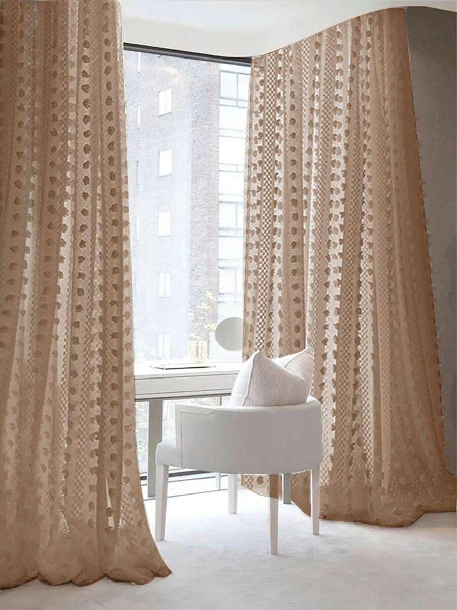 SHEIN BEŻOWA ZASŁONA HAFT S07__100X200