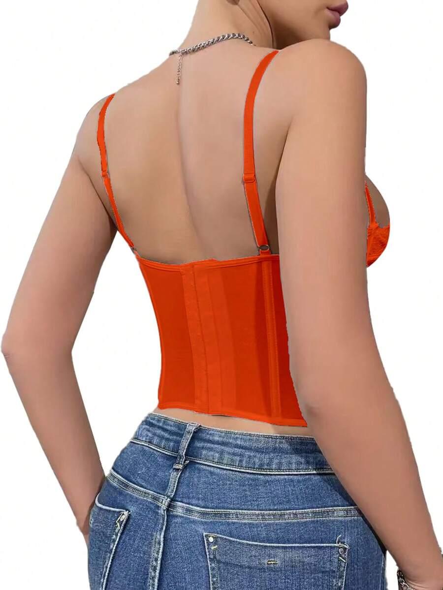 SHEIN POMARAŃCZOWY TOP NA RAMIĄCZKACH S06__XS