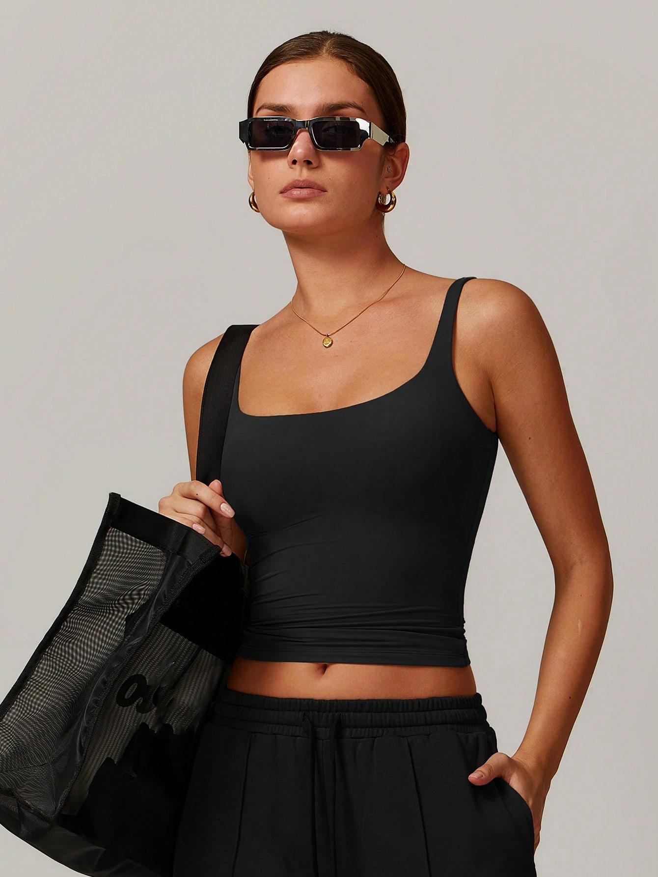 SHEIN CZARNY TOP RAMIĄCZKA S06__L
