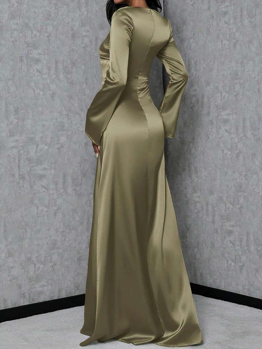 SHEIN ZIELONA SATYNOWA MAXI SUKIENKA S06__M