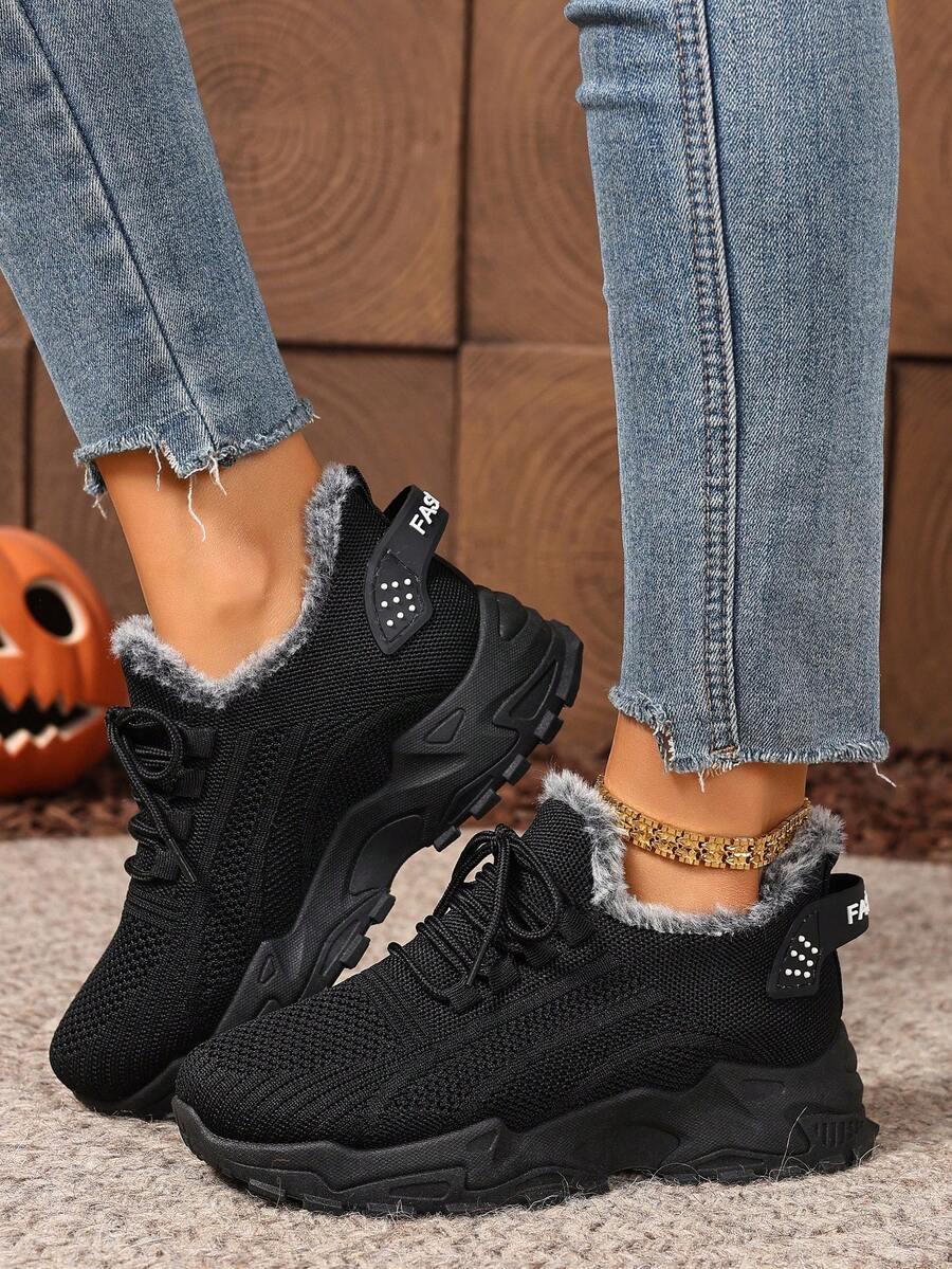 SHEIN CZARNE OCIEPLANE BUTY SPORTOWE W01__39