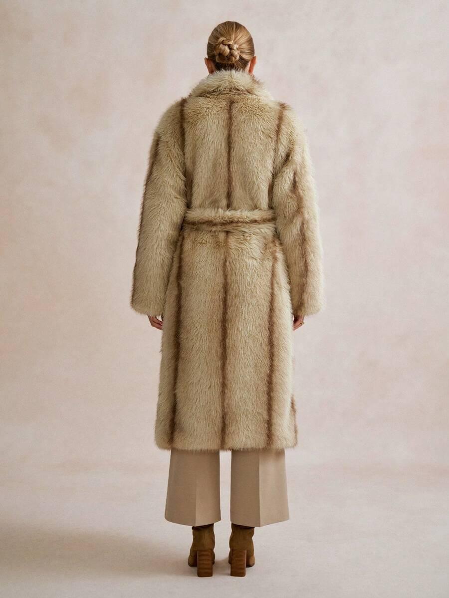 SHEIN BEŻOWE SZTUCZNE FUTRO W01__S