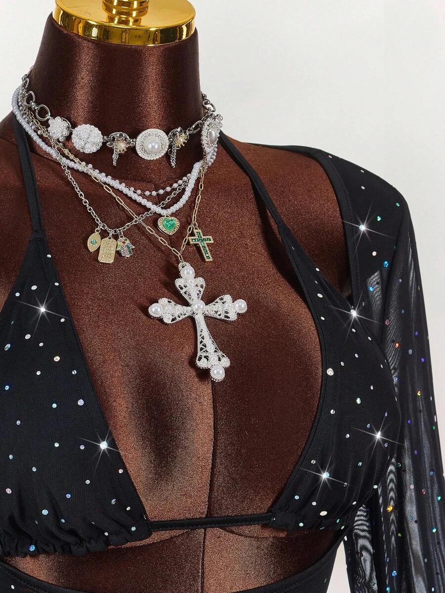 SHEIN CZARNY KOMPLET SPÓDNICA TOP BLUZKA S06__S