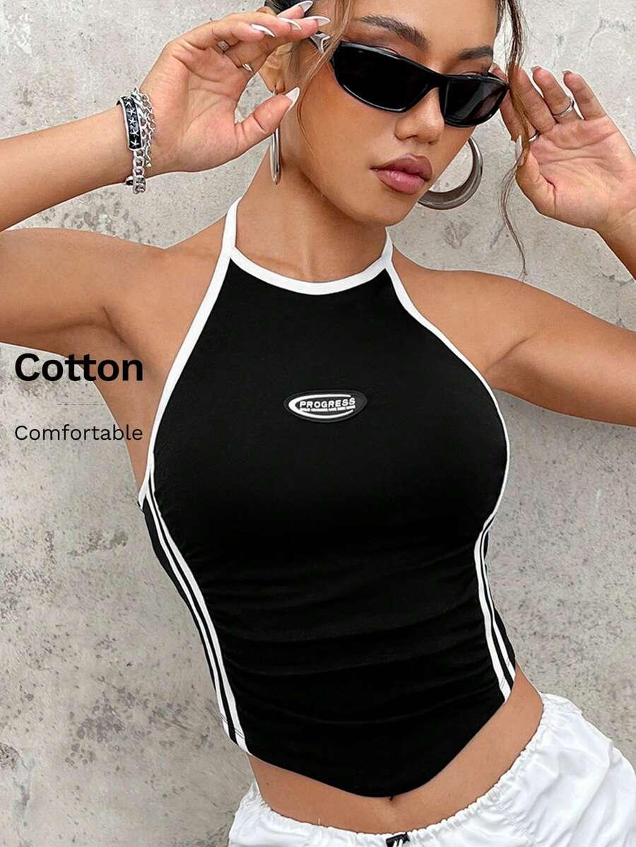 SHEIN CZARNY TOP WIĄZANIE S06__XS