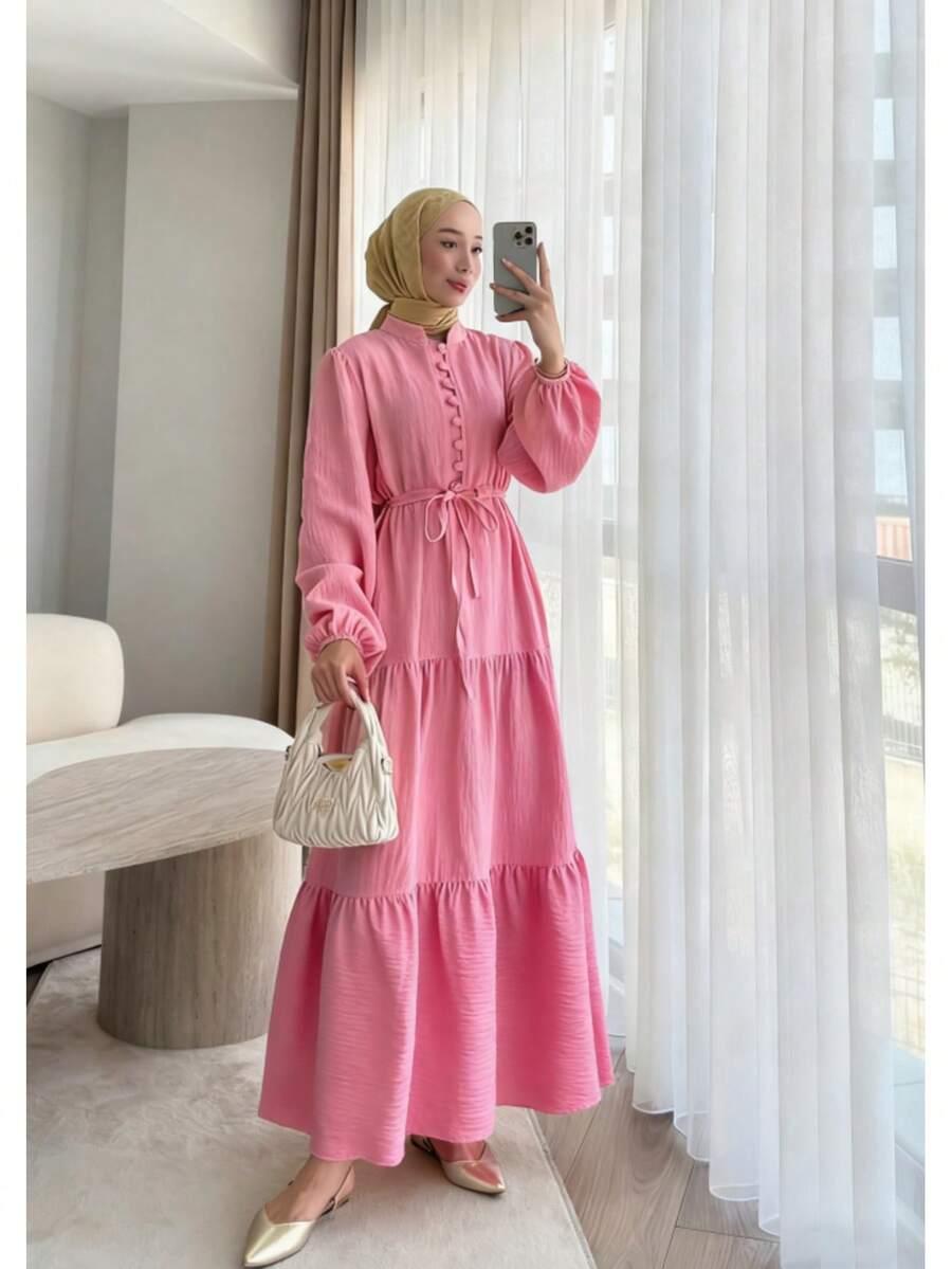 SHEIN RÓŻOWA MAXI SUKIENKA S06__L