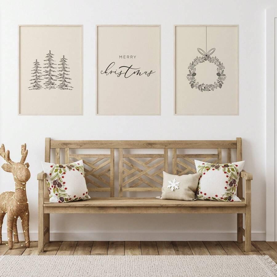 SHEIN OBRAZ NA PŁÓTNIE BEZ RAMY 3-PACK S07__30X40CM