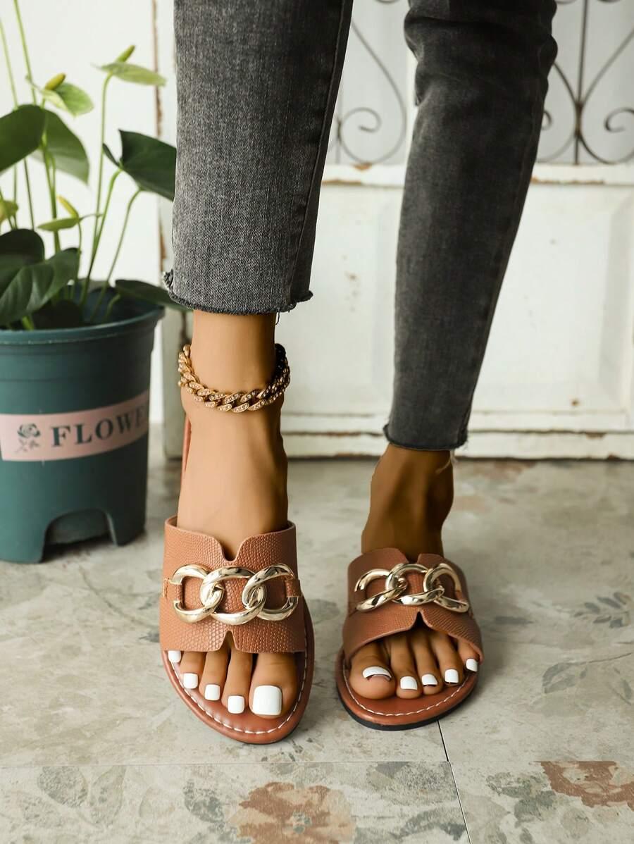 SHEIN BRĄZOWE KLAPKI CASUAL S06__38