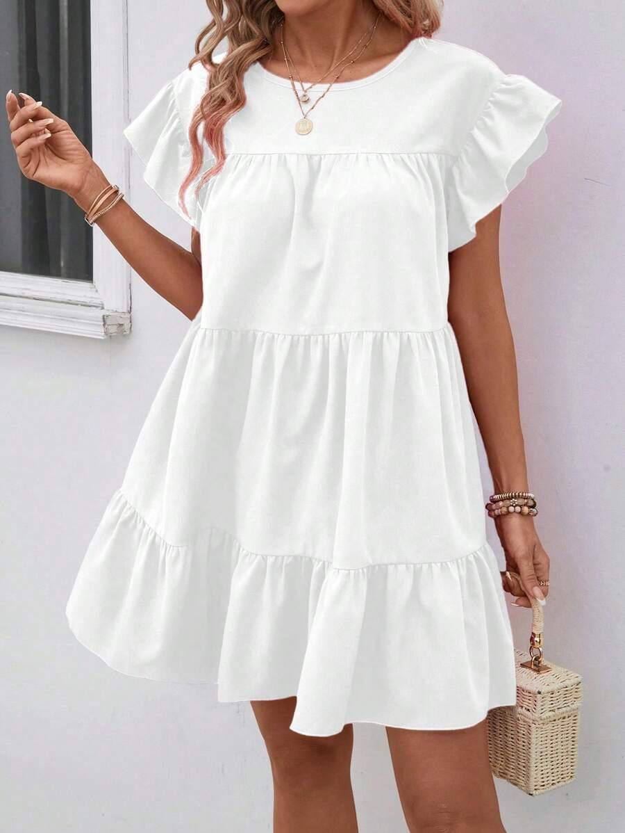 SHEIN ROZKLOSZOWANA MINI SUKIENKA FALBANY S06__S