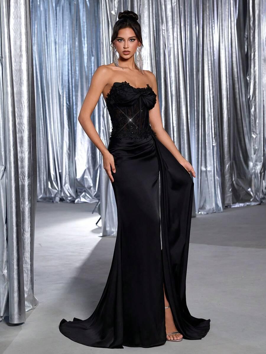 SHEIN CZARNA MAXI SUKIENKA S06__S
