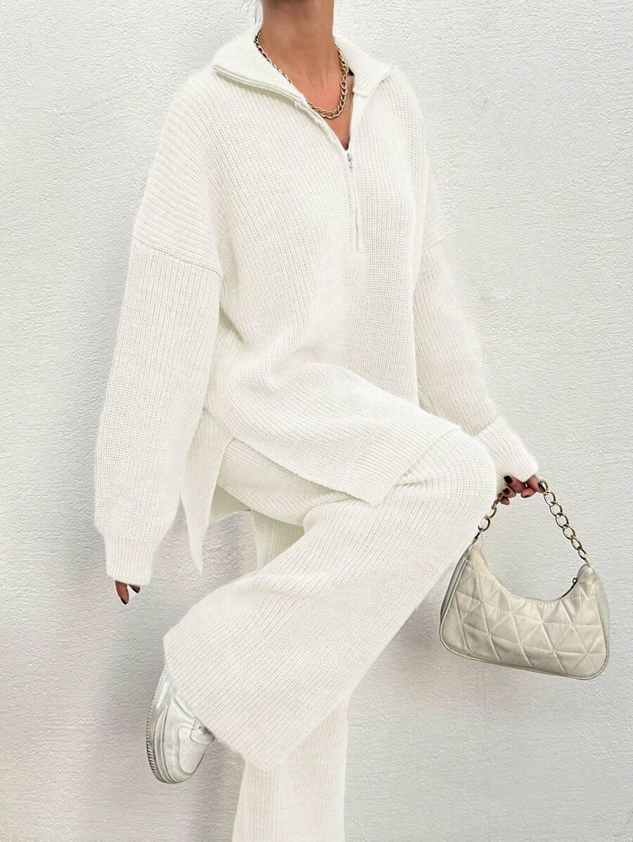 SHEIN DZIANINOWY KOMPLET SWETER SPODNIE PK01__M
