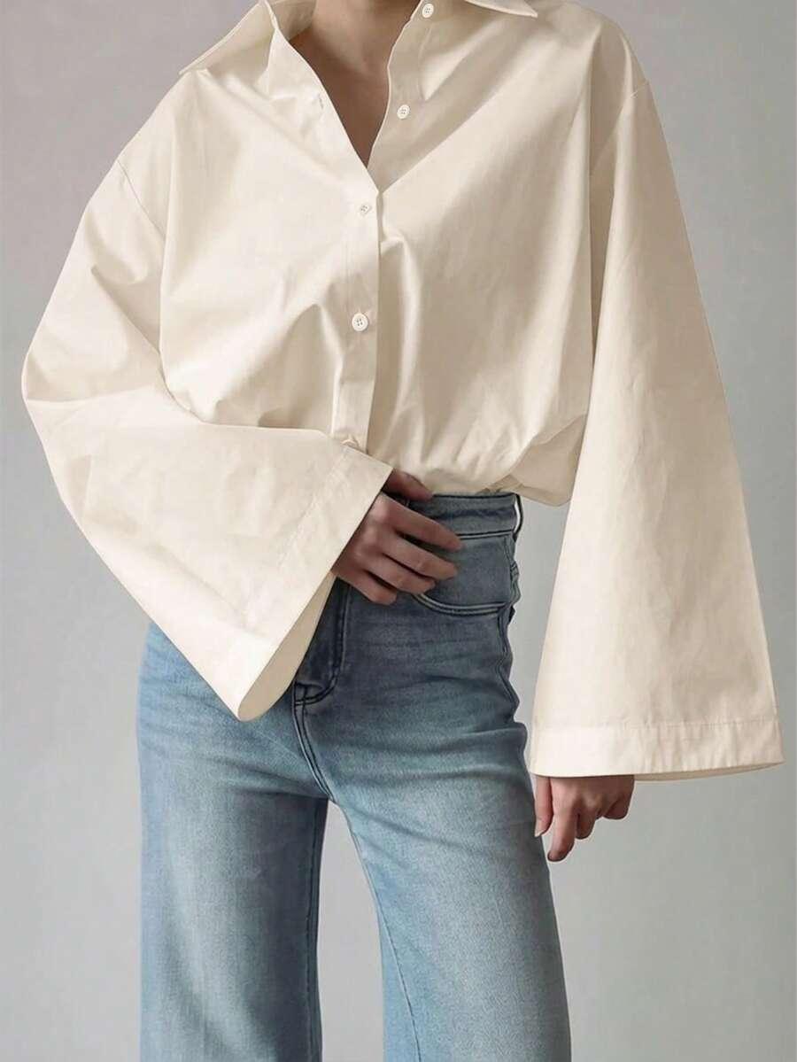 SHEIN KREMOWA KOSZULA GUZIKI S06__M
