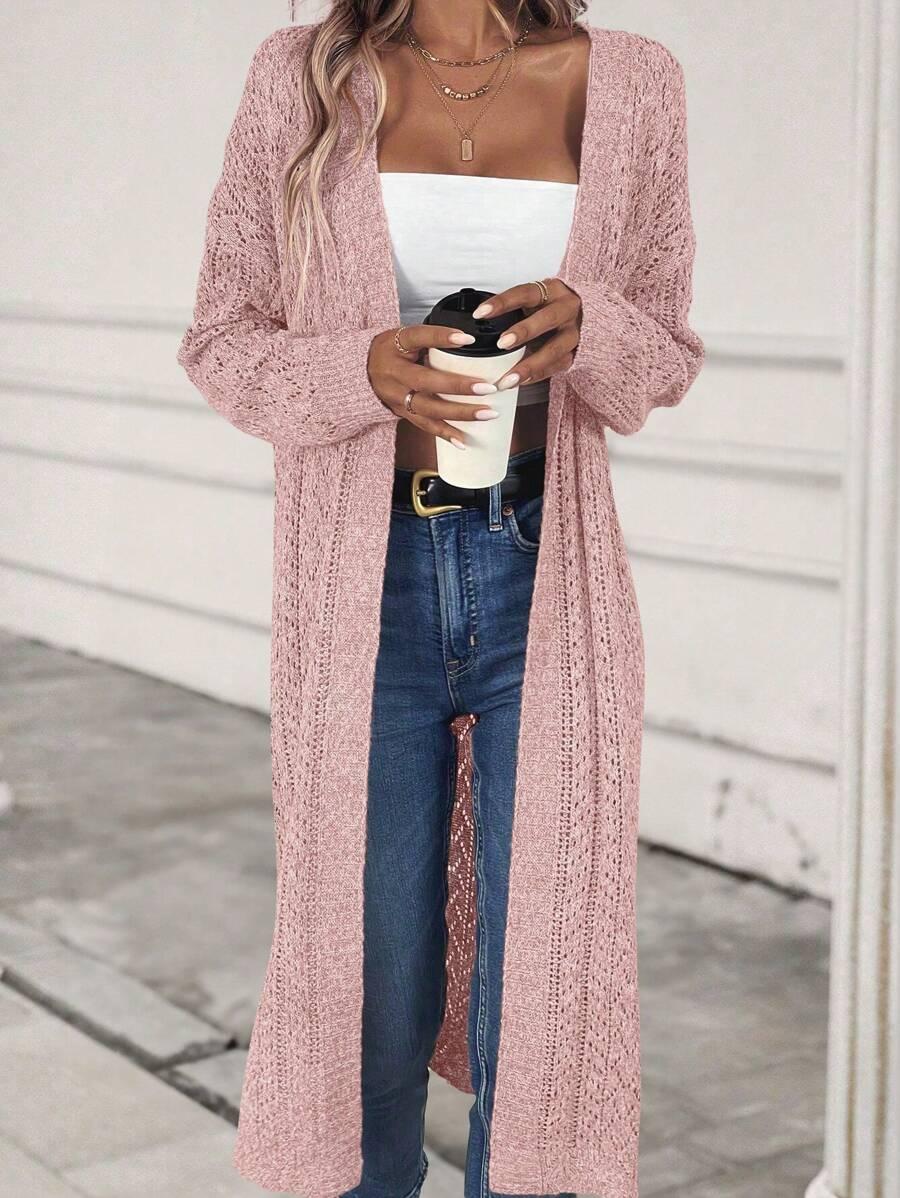 SHEIN RÓŻOWY DŁUGI KARDIGAN S06__S
