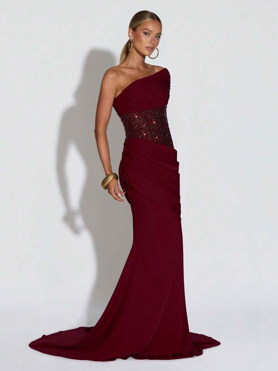 SHEIN BORDOWA MAXI SUKIENKA S06__S