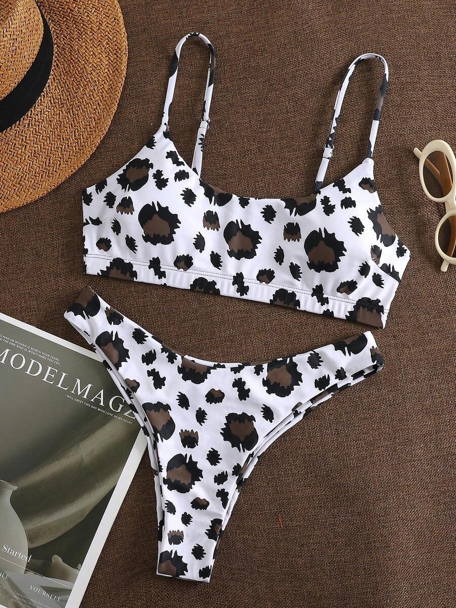 SHEIN DWUCZĘŚCIOWY STRÓJ KĄPIELOWY ANIMAL PRINT S09__XS