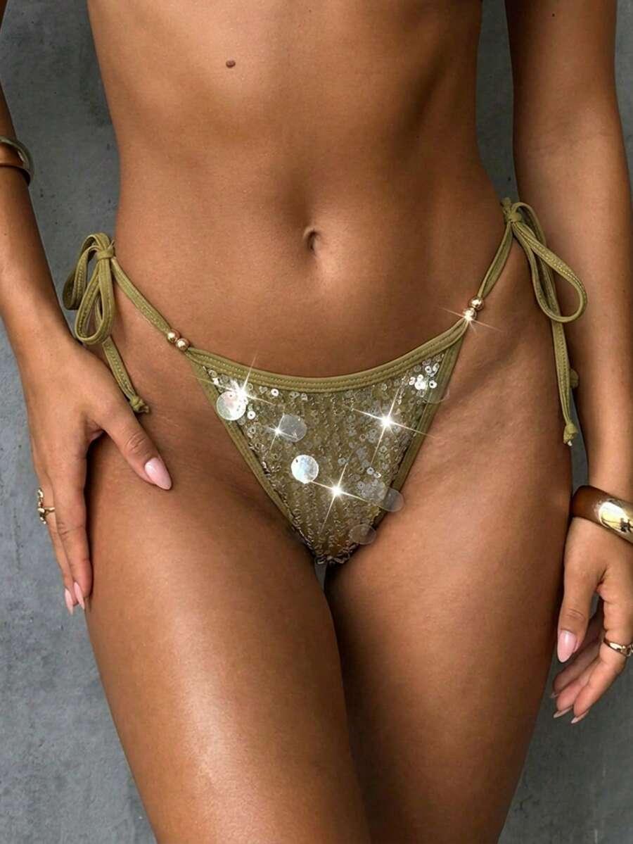 ALORUH ZIELONY DÓŁ OD BIKINI WIĄZANIE S09__XS