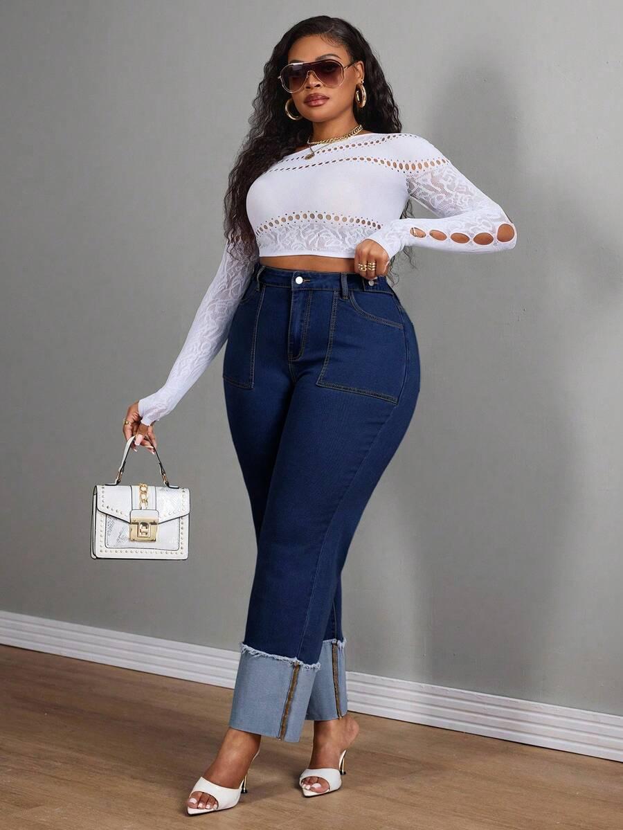 SLAYDIVA PROSTE SPODNIE JEANS KIESZENIE S06__48