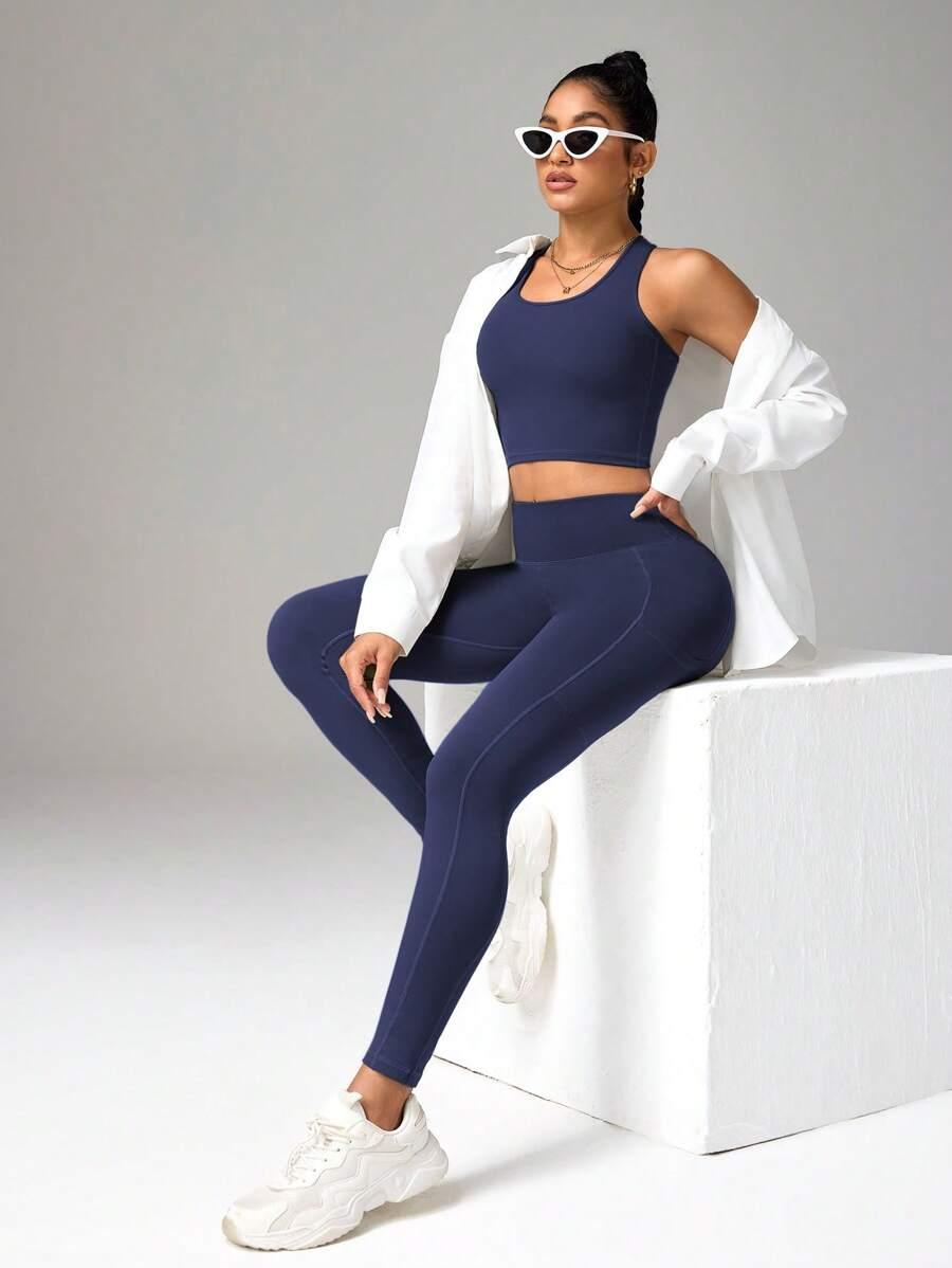 SHEIN GRANATOWY TOP SPORTOWY S06__S