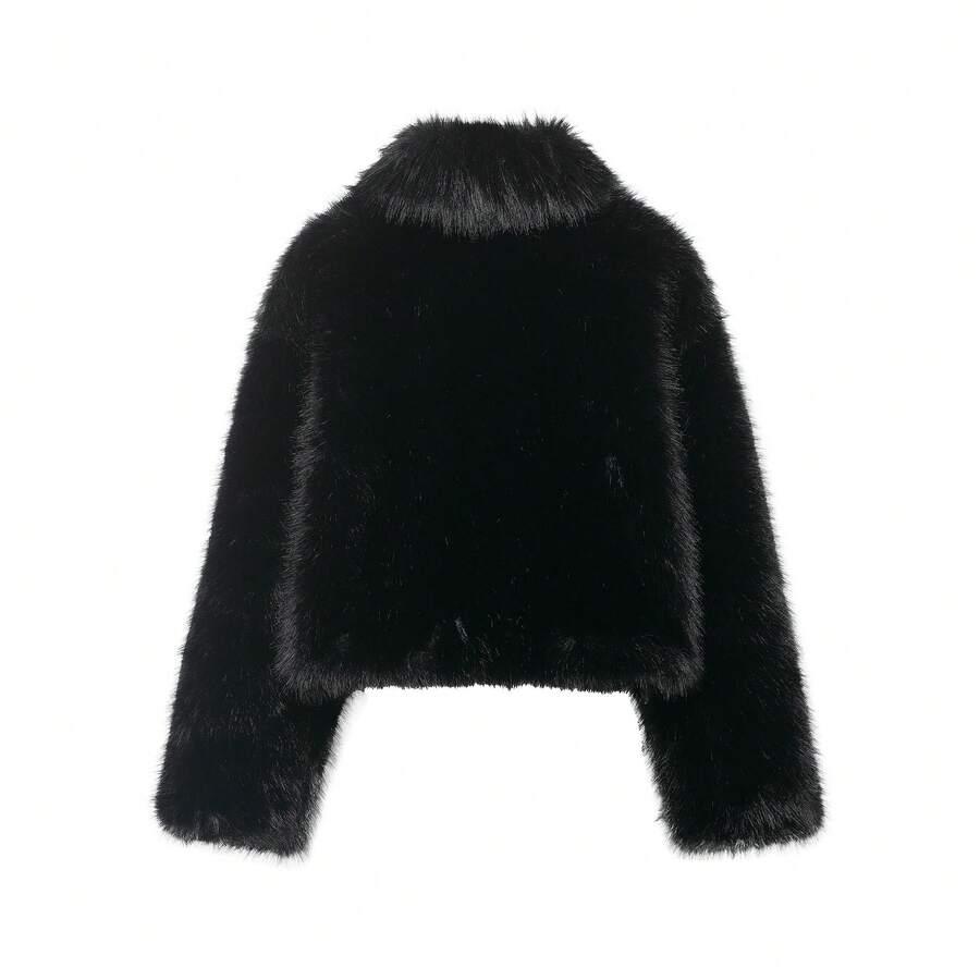 SHEIN CZARNE SZTUCZNE FUTRO W01__S