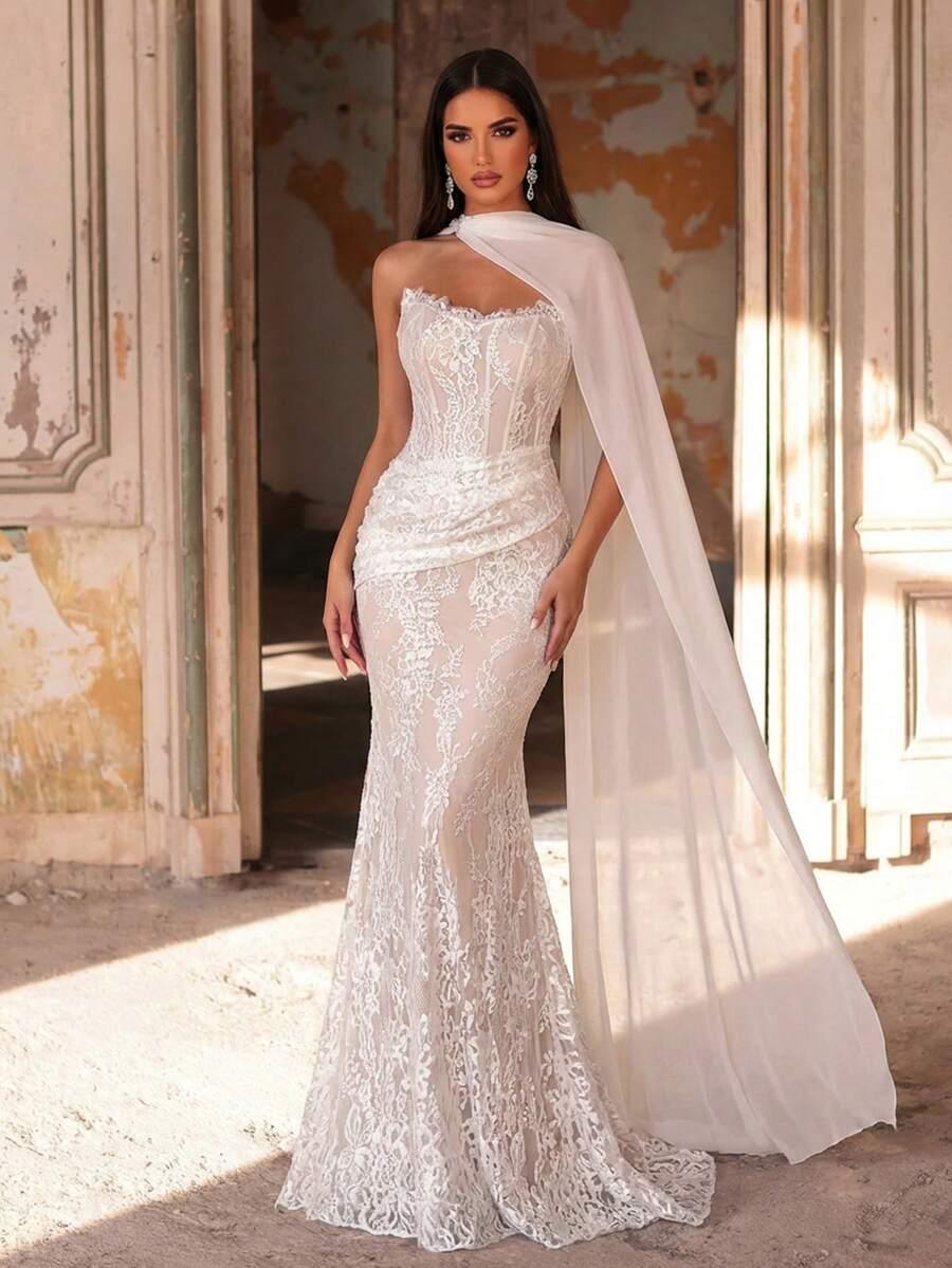GLAMRAE SUKNIA ŚLUBNA ODKRYTE RAMIONA SZAL S06__S
